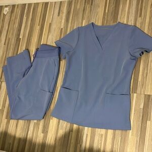 Light blue Scrub Set mandala scrubs xsp high waisted cargo pants xs top